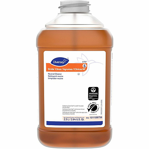 Diversey Care Stride Citrus Neutral Cleaner For Floor, Hard Surface, Multipurpose - Concentrate - Liquid - 84.5 fl oz (2.6 quart) - Citrus Scent - pH Neutral, Non Alkaline, Film-free, Easy to Use, Low Foaming, Kosher, Versatile, Rinse-free - O (101109756)