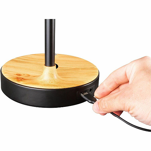 OttLite Wireless Charging LED Table Lamp LED Bulb - Wireless Charging, Adjustable Shade, ClearSun LED, Adjustable Brightness, Color Changing Mode - Faux Wood - Desk Mountable - Black - 1 Each (CSAQA4K9SHPR)