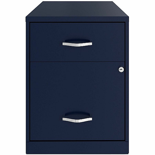 NuSparc File Cabinet 14.2" Width x 18" Depth x 19" Height - 2 x Drawer(s) for File, Box - Letter - Vertical - Locking Drawer, Glide Suspension - Navy - Baked Enamel - Steel - Recycled (VF218GANY)