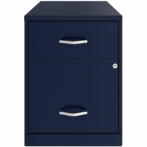 NuSparc File Cabinet 14.2" Width x 18" Depth x 19" Height - 2 x Drawer(s) for File, Box - Letter - Vertical - Locking Drawer, Glide Suspension - Navy - Baked Enamel - Steel - Recycled (VF218GANY)