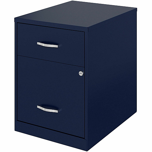 NuSparc File Cabinet 14.2" Width x 18" Depth x 19" Height - 2 x Drawer(s) for File, Box - Letter - Vertical - Locking Drawer, Glide Suspension - Navy - Baked Enamel - Steel - Recycled (VF218GANY)