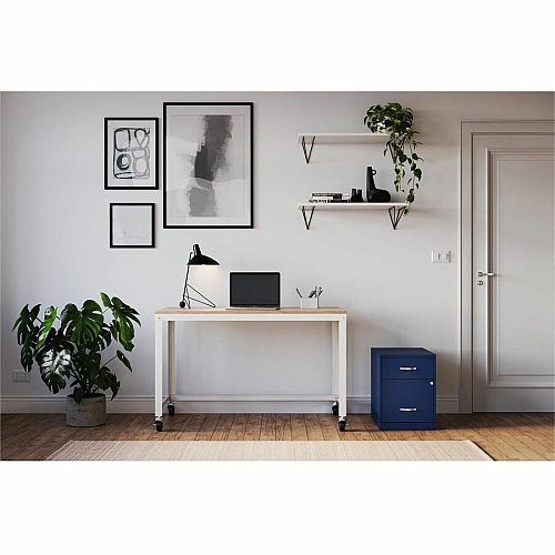 NuSparc File Cabinet 14.2" Width x 18" Depth x 19" Height - 2 x Drawer(s) for File, Box - Letter - Vertical - Locking Drawer, Glide Suspension - Navy - Baked Enamel - Steel - Recycled (VF218GANY)