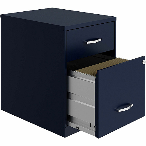 NuSparc File Cabinet 14.2" Width x 18" Depth x 19" Height - 2 x Drawer(s) for File, Box - Letter - Vertical - Locking Drawer, Glide Suspension - Navy - Baked Enamel - Steel - Recycled (VF218GANY)