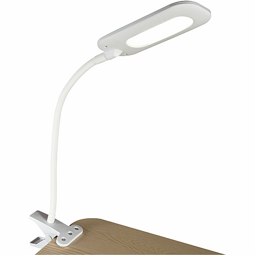 OttLite Flexible Soft Touch LED Clip Lamp LED Bulb - Built-in Clip, Adjustable Neck, Flexible, Flexible Neck, ClearSun LED, Glare-free Light, Adjustable Brightness, Touch-activated, Adjustable Height - Desk Mountable - White - for Table, Bo (CSR7500CSHPR)