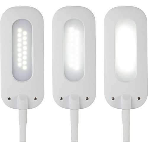 OttLite Flexible Soft Touch LED Clip Lamp LED Bulb - Built-in Clip, Adjustable Neck, Flexible, Flexible Neck, ClearSun LED, Glare-free Light, Adjustable Brightness, Touch-activated, Adjustable Height - Desk Mountable - White - for Table, Bo (CSR7500CSHPR)