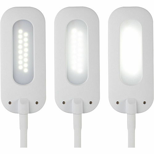 OttLite Flexible Soft Touch LED Clip Lamp LED Bulb - Built-in Clip, Adjustable Neck, Flexible, Flexible Neck, ClearSun LED, Glare-free Light, Adjustable Brightness, Touch-activated, Adjustable Height - Desk Mountable - White - for Table, Bo (CSR7500CSHPR)