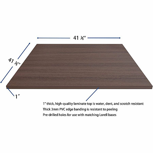 Lorell Hospitality/Conference Tabletop 42" Width x 42" Depth x 1" Thickness - Band Edge - Espresso Table Top - For Reception Area, Conference Table, Breakroom, Lobby, Meeting Room, Office, Hospitality (LLR18253)