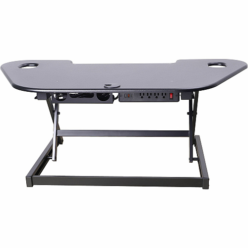 Rocelco CADR-46 Corner Sit-to-Stand Desk Riser 40 lb Load Capacity - 23.20" Height x 45.50" Width - Desk - Black - For Monitor, Notebook, Keyboard - Extendable, Ergonomic, Keyboard Tray, Handle, Grommet, Cable Management, Built-in USB Port, El (RCADRB46A)