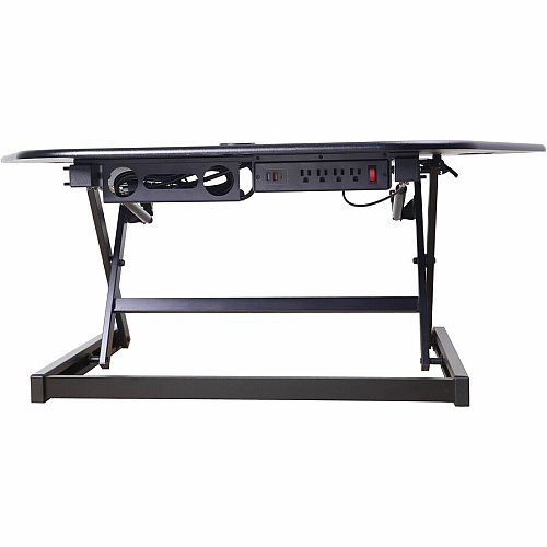 Rocelco CADR-46 Corner Sit-to-Stand Desk Riser 40 lb Load Capacity - 23.20" Height x 45.50" Width - Desk - Black - For Monitor, Notebook, Keyboard - Extendable, Ergonomic, Keyboard Tray, Handle, Grommet, Cable Management, Built-in USB Port, El (RCADRB46A)
