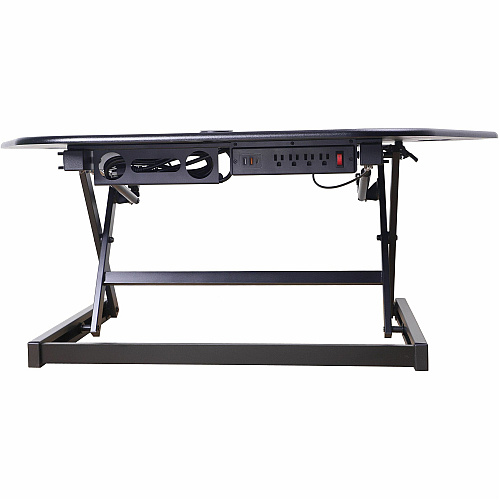 Rocelco CADR-46 Corner Sit-to-Stand Desk Riser 40 lb Load Capacity - 23.20" Height x 45.50" Width - Desk - Black - For Monitor, Notebook, Keyboard - Extendable, Ergonomic, Keyboard Tray, Handle, Grommet, Cable Management, Built-in USB Port, El (RCADRB46A)