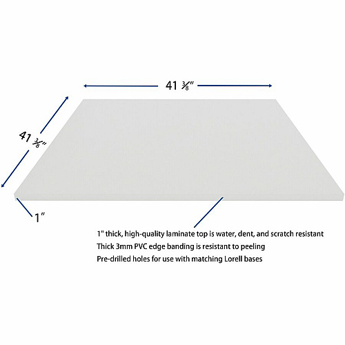 Lorell Hospitality/Conference Tabletop 42" Width x 1" Thickness x 42" Length - Band Edge - White Table Top - For Reception Area, Conference Table, Breakroom, Lobby, Meeting, Office (LLR99879)