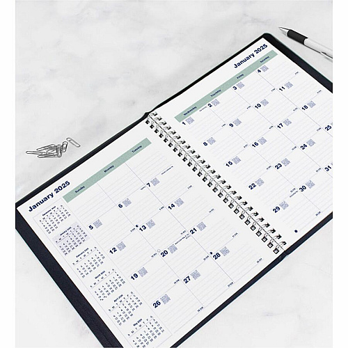 Rediform Plan and Link 16-Month Monthly Planner Monthly - 16 Month - September 2025 to December - 7 1/4" x 9 1/4" Sheet Size - Twin Wire - Holiday Listing, Reference Month, Moon Phases, Ruled, Durable, Flexible Cover, Sturdy, Writable Surface - (C120081T)