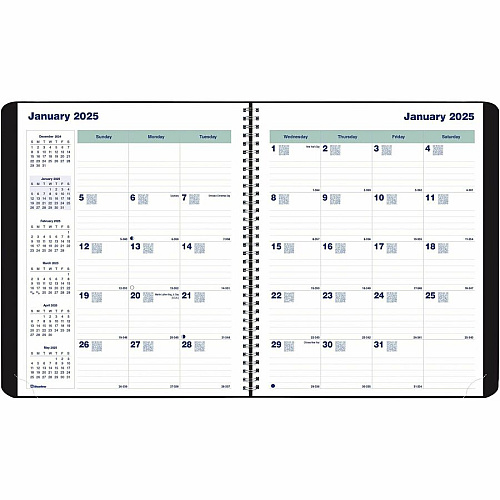 Rediform Plan and Link 16-Month Monthly Planner Monthly - 16 Month - September 2025 to December - 7 1/4" x 9 1/4" Sheet Size - Twin Wire - Holiday Listing, Reference Month, Moon Phases, Ruled, Durable, Flexible Cover, Sturdy, Writable Surface - (C120081T)