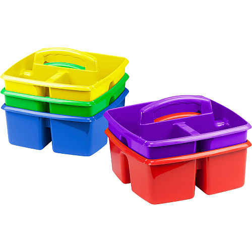 Storex Classroom Caddy 3 Compartment(s) - 5.25" Height x 9.25" Width x 9.25" Depth - Handle, Washable, Stackable, Impact Resistant, Dishwasher Safe, Durable - 50% Recycled - Blue - Plastic - 5 / Set (00941U06C)