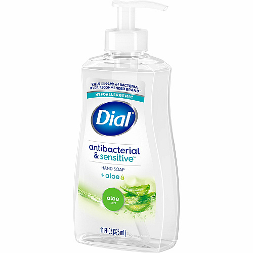 Dial Sensitive Skin Antibacterial Soap For Dry Skin - 11 fl oz - Pump Dispenser - Bacteria Remover - Hand, Commercial, Professional - Moisturizing - Antibacterial - Green - Recycled - Dye-free - 12 / Carton (20946CT)
