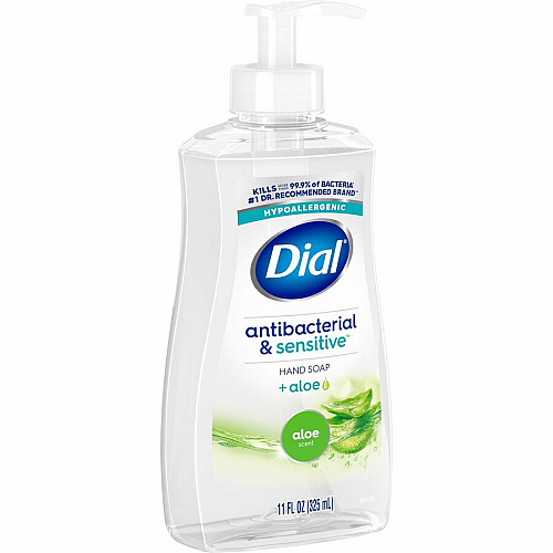 Dial Sensitive Skin Antibacterial Soap For Dry Skin - 11 fl oz - Pump Dispenser - Bacteria Remover - Hand, Commercial, Professional - Moisturizing - Antibacterial - Green - Recycled - Dye-free - 12 / Carton (20946CT)