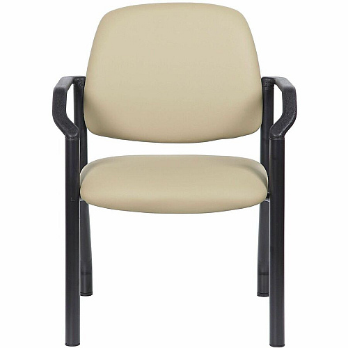 Boss Mid-back Guest Chair Mid Back - Four-legged Base - Black, Beige - Vinyl - 1 Each (9591AMBG)