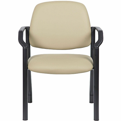 Boss Mid-back Guest Chair Mid Back - Four-legged Base - Black, Beige - Vinyl - 1 Each (9591AMBG)