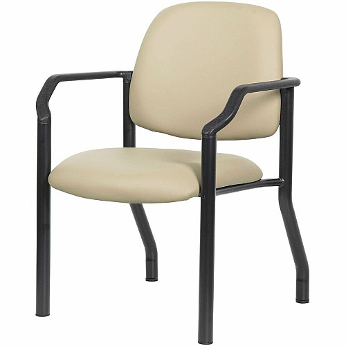 Boss Mid-back Guest Chair Mid Back - Four-legged Base - Black, Beige - Vinyl - 1 Each (9591AMBG)