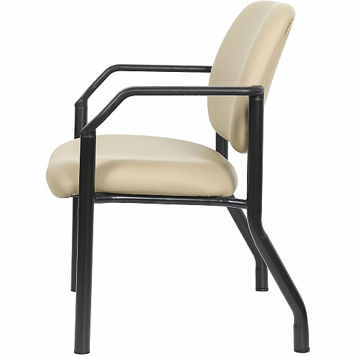 Boss Mid-back Guest Chair Mid Back - Four-legged Base - Black, Beige - Vinyl - Armrest - 1 Each (9591AMBG500)