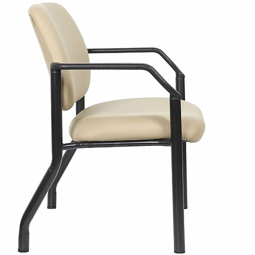 Boss Mid-back Guest Chair Mid Back - Four-legged Base - Black, Beige - Vinyl - Armrest - 1 Each (9591AMBG500)