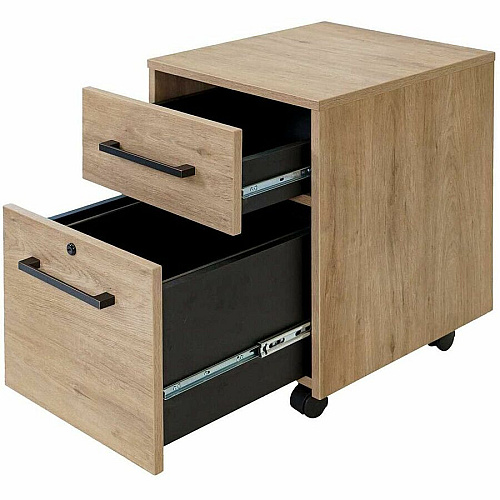 Martin Mason Monarca Laminate Unit 24" Height x 18" Width - Total Drawer(s): 2 - Material: Thermofused Laminate (TFL) - Finish: Monarca Natural, Wood - Heavy Duty, Durable, Long Lasting, Lockable Drawer, Security Lock, Storage Drawer, Ball Bear (IMMN202M)