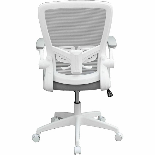 Boss Flip Arm Mesh Back Task Chair Gray Seat Color - Foam, Fabric Seat Material - Mesh Back Material - White Frame Color - 5-star Base - Gray - Armrest - 1 Each (6366WTGY)