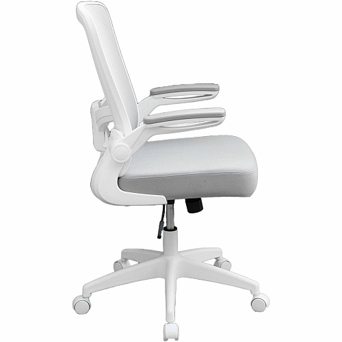 Boss Flip Arm Mesh Back Task Chair Gray Seat Color - Foam, Fabric Seat Material - Mesh Back Material - White Frame Color - 5-star Base - Gray - Armrest - 1 Each (6366WTGY)