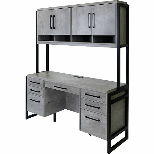 Martin Mason Concrete Laminate Unit 31" Height x 66" Width x 28" Depth - 4 Door(s) - 2 Shelve(s) - 1 Adjustable Shelf(ves) - Finish: Concrete, Stone, Laminate - Storage Space, Adjustable Shelf - For Storage, Office Supplies, Decoration - 1 Each (IMN682C)