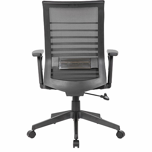 Boss Horizontal Mesh Back Task Chair Vinyl Seat Material - Mesh Back Material - 5-star Base - Black - Armrest - 1 Each (6566AMBK)