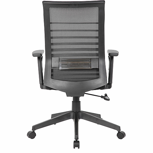 Boss Horizontal Mesh Back Task Chair Vinyl Seat Material - Mesh Back Material - 5-star Base - Black - Armrest - 1 Each (6566AMBK)