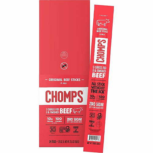 CHOMPS Chomplings Snack Sticks Gluten-free - Original Beef Jerky - 1.15 oz - 24 / Pack (CO24)