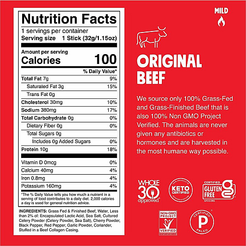 CHOMPS Chomplings Snack Sticks Gluten-free - Original Beef Jerky - 1.15 oz - 24 / Pack (CO24)