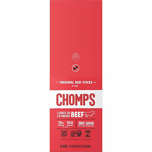 CHOMPS Chomplings Snack Sticks Gluten-free - Original Beef Jerky - 1.15 oz - 24 / Pack (CO24)