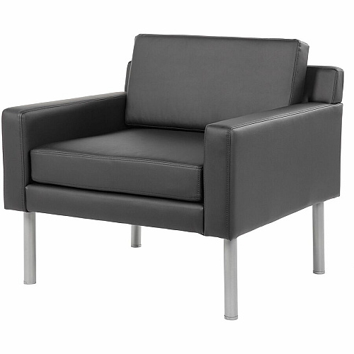 Boss Antimicrobial Vinyl Lounge Chair Four-legged Base - Black - Steel, Plastic, Vinyl, Poly Linen - Armrest - 1 Each (8001BK)