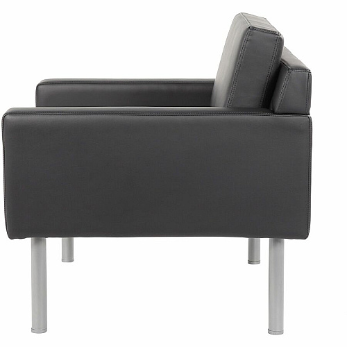 Boss Antimicrobial Vinyl Lounge Chair Four-legged Base - Black - Steel, Plastic, Vinyl, Poly Linen - Armrest - 1 Each (8001BK)