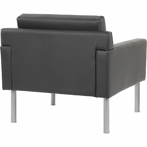 Boss Antimicrobial Vinyl Lounge Chair Four-legged Base - Black - Steel, Plastic, Vinyl, Poly Linen - Armrest - 1 Each (8001BK)