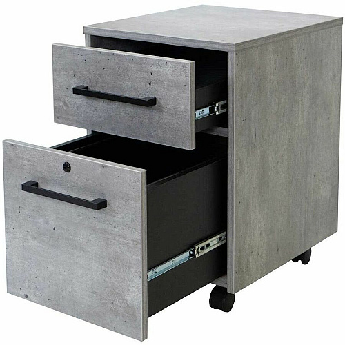 Martin Mason Concrete Laminate Unit 24" Height x 18" Width - Total Drawer(s): 2 - Material: Thermofused Laminate (TFL) - Finish: Concrete, Stone - Heavy Duty, Durable, Long Lasting, Lockable Drawer, Security Lock, Storage Drawer, Ball Bearing S (IMMN202C)
