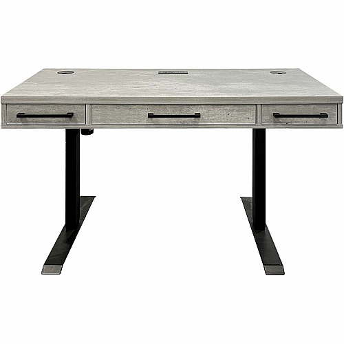 Martin Mason Concrete Laminate Unit x 60" Width x 24" Depth - Total Drawer(s): 3 - Finish: Concrete, Stone - AC Power Outlet - For Office Supplies - 1 Each (IMMN384TC)