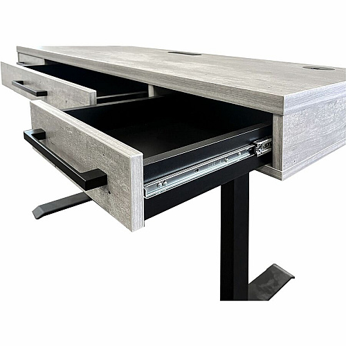 Martin Mason Concrete Laminate Unit x 60" Width x 24" Depth - Total Drawer(s): 3 - Finish: Concrete, Stone - AC Power Outlet - For Office Supplies - 1 Each (IMMN384TC)