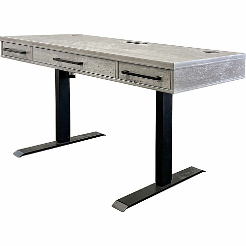 Martin Mason Concrete Laminate Unit x 60" Width x 24" Depth - Total Drawer(s): 3 - Finish: Concrete, Stone - AC Power Outlet - For Office Supplies - 1 Each (IMMN384TC)