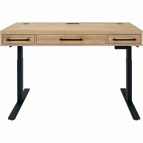 Martin Mason Concrete Laminate Unit x 60" Width x 24" Depth - Total Drawer(s): 3 - Finish: Monarca Natural, Wood - AC Power Outlet - For Office Supplies - 1 Each (IMMN384TM)