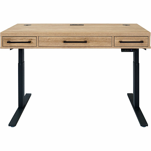 Martin Mason Concrete Laminate Unit x 60" Width x 24" Depth - Total Drawer(s): 3 - Finish: Monarca Natural, Wood - AC Power Outlet - For Office Supplies - 1 Each (IMMN384TM)