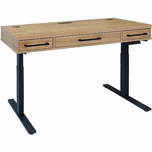 Martin Mason Concrete Laminate Unit x 60" Width x 24" Depth - Total Drawer(s): 3 - Finish: Monarca Natural, Wood - AC Power Outlet - For Office Supplies - 1 Each (IMMN384TM)