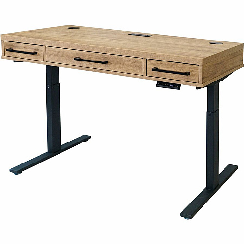 Martin Mason Concrete Laminate Unit x 60" Width x 24" Depth - Total Drawer(s): 3 - Finish: Monarca Natural, Wood - AC Power Outlet - For Office Supplies - 1 Each (IMMN384TM)
