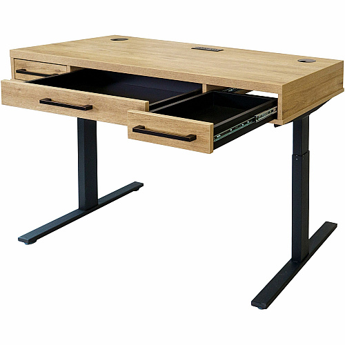 Martin Mason Concrete Laminate Unit x 60" Width x 24" Depth - Total Drawer(s): 3 - Finish: Monarca Natural, Wood - AC Power Outlet - For Office Supplies - 1 Each (IMMN384TM)