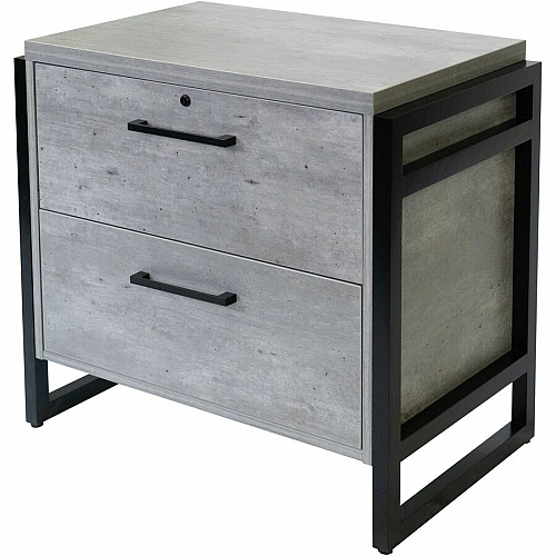 Martin Mason Concrete Laminate Unit 31" Height x 34" Width x 21" Depth - Total Drawer(s): 2 - Material: Thermofused Laminate (TFL) - Finish: Concrete, Stone - Durable, Long Lasting, Lockable Drawer - For Storage, Document - 1 Each (IMMN450C)