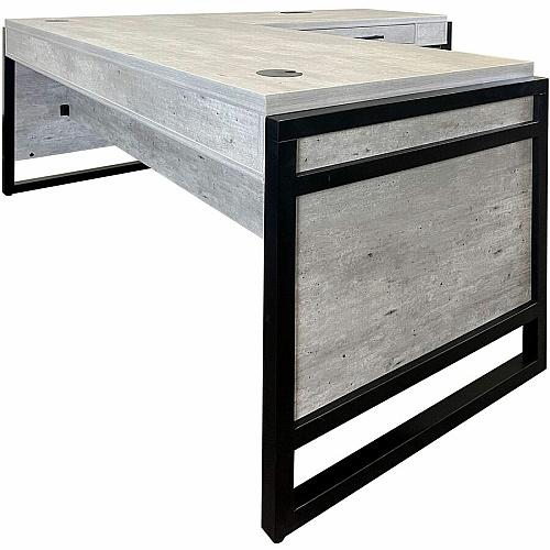 Martin Mason Concrete Laminate Unit L-shaped - 31" Height x 60" Width x 30" Depth - Total Drawer(s): 1 - Material: Laminate - Finish: Stone, Concrete - Grommet - 1 Each (IMMN386RC)