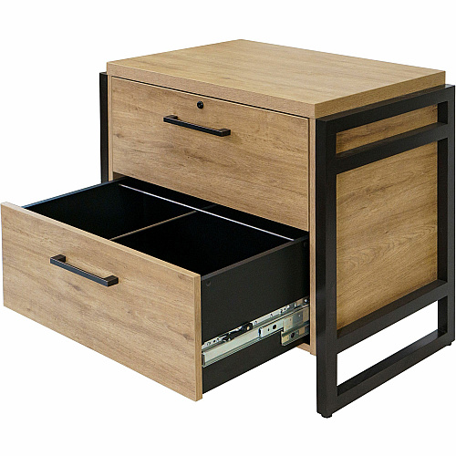 Martin Mason Monarca Laminate Unit 31" Height x 34" Width x 21" Depth - Total Drawer(s): 2 - Material: Thermofused Laminate (TFL) - Finish: Monarca Natural, Wood - Durable, Long Lasting, Lockable Drawer - For Storage, Office, Document - 1 Each (IMMN450M)