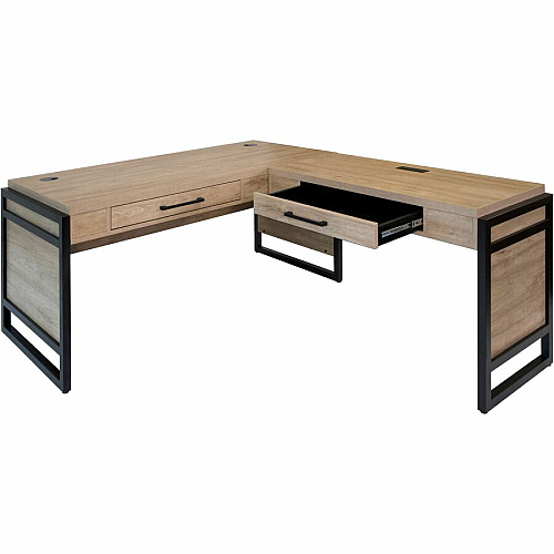 Martin Mason Monarca Laminate Unit L-shaped - 31" Height x 60" Width x 30" Depth - Total Drawer(s): 1 - Material: Laminate - Finish: Wood, Monarca Natural - Grommet - 1 Each (IMMN386RM)
